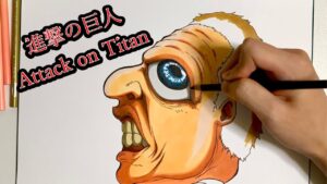 【進撃の巨人】目デカの巨人を描いてみた Drawing Normal Titan with color pencils