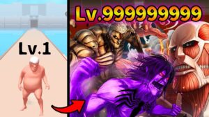 進撃の巨人のあの巨人達に成長していく広告のゲームやり込んでみた | スマホゲーム Titan Rush 3D タイタンラッシュ 3D