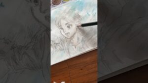 エレンリベンジ【水彩イラストメイキング】#進撃の巨人　#進撃の日田　#紅蓮の弓矢　#shorts  #drawing
